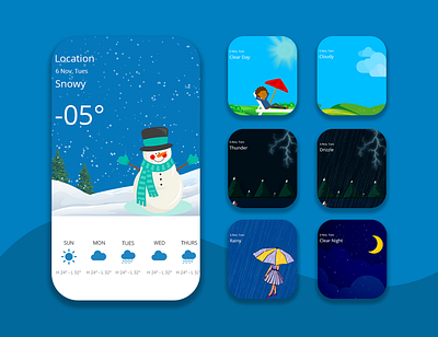 Weather Mock-ups Illustrations app app design clearday cloudy drizzle illustraion illustration art illustrations illustrator night rainy sunny thunder thunderbolt thunderstorm weather weather app weather forecast weatherillustrations weathermockup