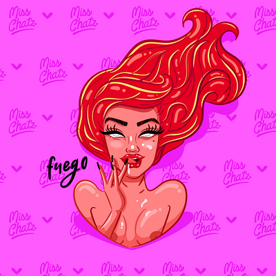 Fuego cute fire fireworks freelance head healing hot hottie illustration lady love lovers pinup red seduce sexual sexy