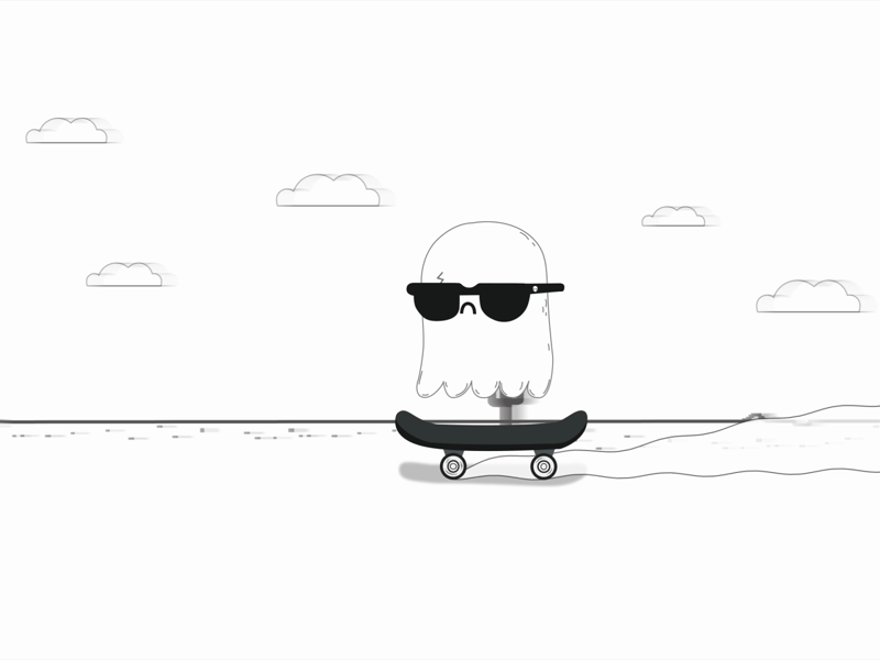 Funky Ghost after effects animation character drawing ghost illustration skateboard