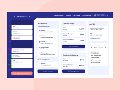 Pronote - Nathan's Redesign admin calendar dashboard dashboard ui debut design first design interface interface design intern internship project scheduler school students teachers ui ux