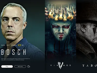 Post-play (Big screen TV) app card design cards design landing page ui ux