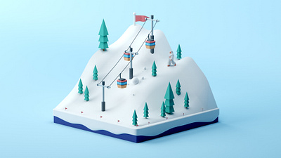 Ski Hill 3d c4d cinema 4d illustration isometric isometric room low poly lowpoly