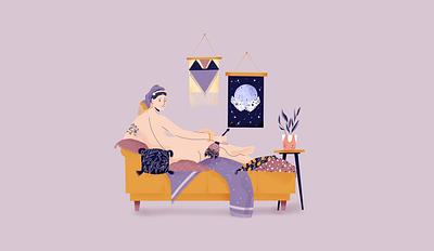 La grande odalisque, Ingres art art direction astronomy digital art flowers girl girls illustration ingres le louvre moon museum mystic patterns piece of art procreate purple weaving