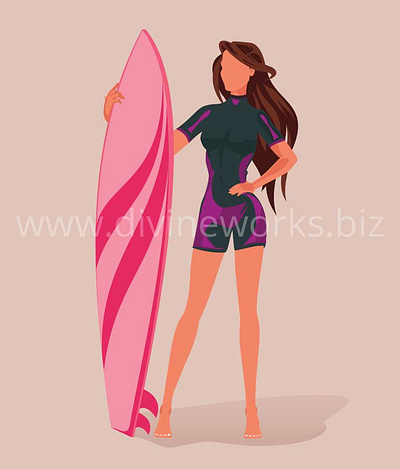 Surfer Girl in Swimming Vector adobe illustrator free vector graphic design surfer girl in swimming vector vector art vector design vector illustration