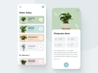 Watering Plants App app care concept gardening green ios iphone list view mobile mobile app mobile ui mobile ux nature plant plants plants monitoring track tracking water plants watering