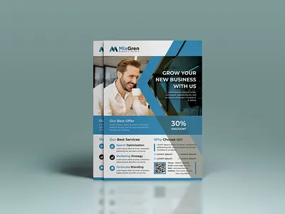 Corporate flyer design black blue both side design business card creative design flyer graphic green landscape logo magazine modern modern design official print print ready professional simple standard