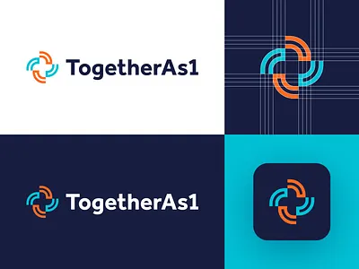 TogetherAs1 - Logo Design Concept app logo branding business community corporate cross for sale unused buy health icon identity lines logo logo design logo designer logogrid logotype management medical logo medicine together