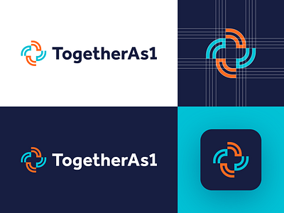 TogetherAs1 - Logo Design Concept app logo branding business community corporate cross for sale unused buy health icon identity lines logo logo design logo designer logogrid logotype management medical logo medicine together