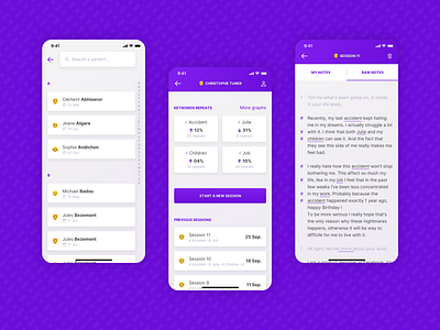 Voice recording app for psychologists #2 app branding design health interface ios mobile notes patient product design psychologist recording sesh texts ui ux voice recognition
