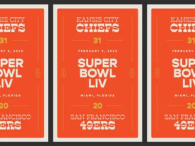 Super Bowl LIV branding design football icon illustration logo nfl poster superbowl type typography vintage