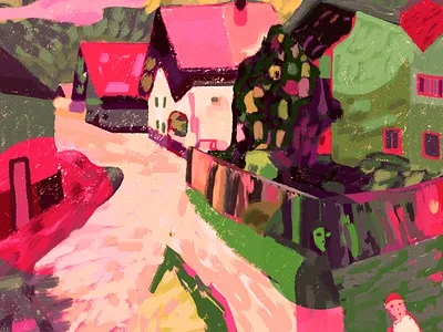 VILLAGE STREET abstract adobe adobe photoshop art beauty colors drawing dribbble illustration illustration art shot street village