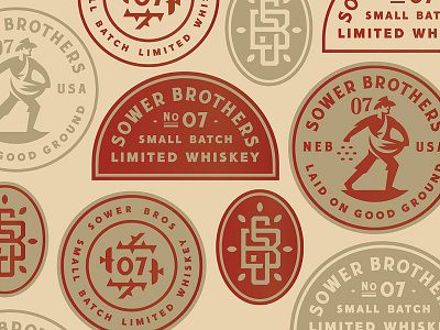 Sower Bros badge batch man sower type whiskey