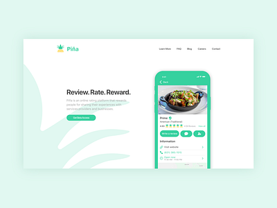 Daily UI – #003 Landing Page appdesign dailyui dailyui003 dailyuichallenge green landingpage light pineapple piña screendesign uidesign uiux webdesign