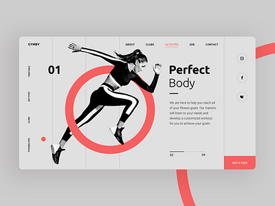 Perfect Body website - concept animation branding design concept design design fit fitness gym healthy hero image icon design minimal responsive design run simple design sketch typography web web design website woman