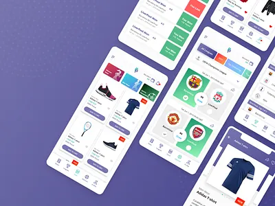 Store and Football leagues tracking app bidding design football online shopping sports store ui uiux ux