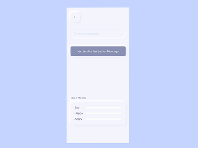 Moods Journal App adobe xd animated phone animation journaling mobile neumorphism purple soft ui ux