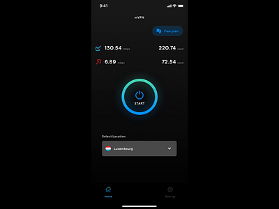 mVPN - App Design app dark dark app dark ui design dribbble ios iphonex mobile principle product design prototype ui ux vpn vpn app