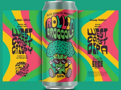 Rollin' Broccoli badge beer branding broccoli craft beer identity illustration lettering lil yachty packaging trippy type typography weed