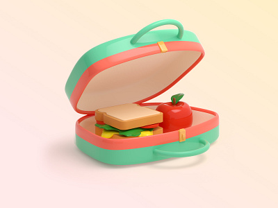 Lunchbox 3d food icon illustration lunchbox sandwich