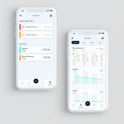 Medi CCM iOS App Design adobexd app blood pressure design diagram icon ios iphone light logo medical medical app product design ui ui design ux weight wireframe