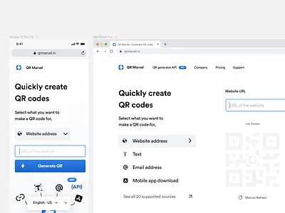 QR Generator | Landing page, Mobile and Web app creative design design landing design landing page landingpage minimalist product design ui ux ux design web website