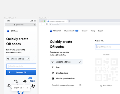 QR Generator | Landing page, Mobile and Web app creative design design landing design landing page landingpage minimalist product design ui ux ux design web website