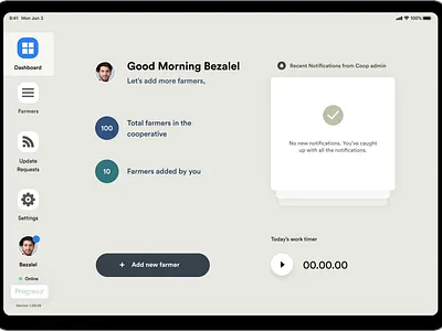 iPad app for a farmer management system dashboad dashboard design dashboard ui farmer home screen homepagedesign ipadpro management system