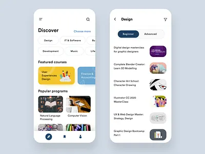 Online courses concept design app clean courses design education exploration interface minimal mobile ui ux