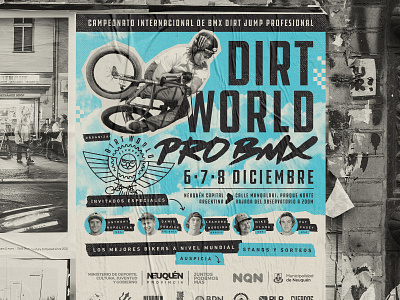 Dirt World Pro BMX urban poster argentina bicycle bmx dirt jump duotone extreme flyer graphic design mockup poster print sport street urban