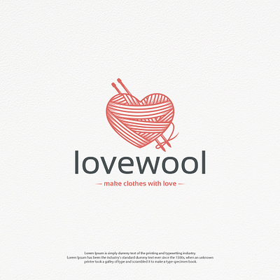 Wool Love Logo Template attelier brand identity branding clean design clothing label creative design crochet hook handmade heart homemade knitting logo design logo template love stock logo tailoring vector vintage logo wool yarn ball