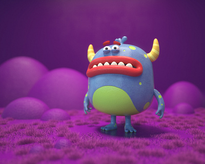 yellow horns 3d character cinema4d