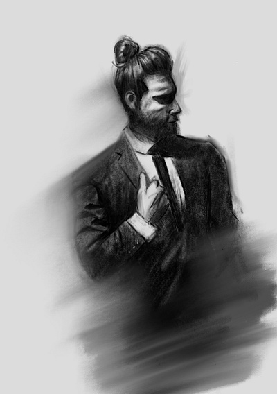 Suited Man Bun art branding fashion fashion illustration ipad pro man bun man illustration painting procreate publication design style stylish suit