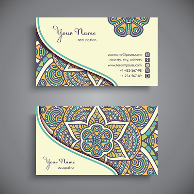 CARTE de VISITE---Mandala/Etnic carte de visite design graphic illustration inde indian logo mandala photoshop visit card éthique