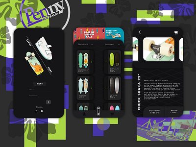 Penny Australia App app australia beach brand branding dark mode e commerce hawaii penny penny australia penny board skate skateboard surf surfboard surfing ui ui ux web website