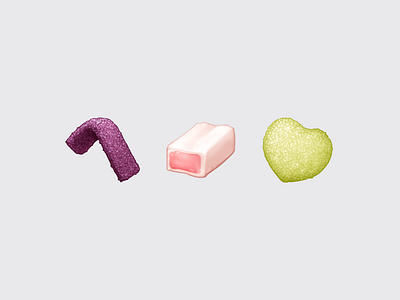 Japanese Snacks – Gummi / グミ candy emoji fettuccine food emoji food icon food illustration gummy hi chew icon puré snack sticker sugar