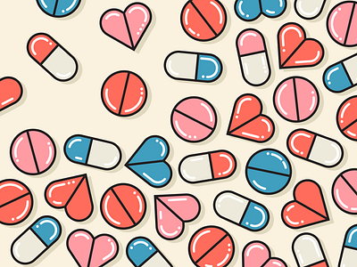 💊 Love is a Drug 💊 color color palette heart hearts icon illustration illustrations illustrator love pill valentine valentinesday