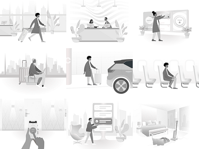 Illustrations in Process airport hotel illustrations travel vector