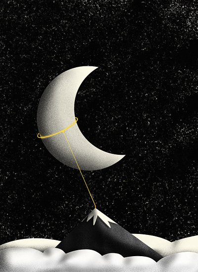Capture the moon clouds digital art drawing illustration landscape moon mountain procreate app texture