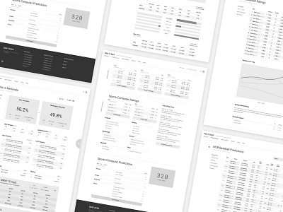 DRatings Wires charts data grayscale hi fi high fidelity planning sports sports data table wireframes wires