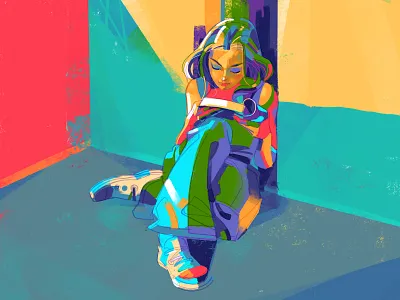 Philosophy Student art book colors girl hurca illustration painting reading saturation