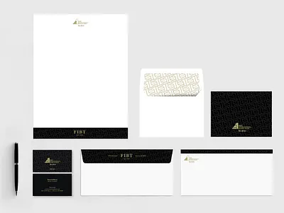 FIBT Private Banking Stationery black and gold blind impression foil stamp stationery stationery design