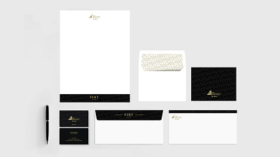 FIBT Private Banking Stationery black and gold blind impression foil stamp stationery stationery design