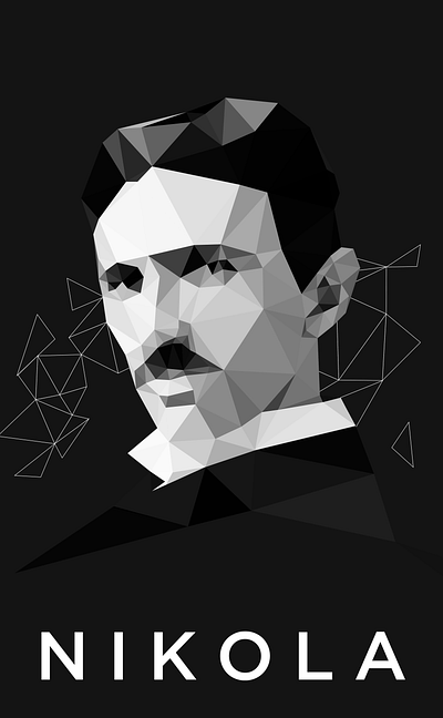 Nikola artistic tees character design electric electricity illustration indie inventor lightning lowpoly nikola tesla science scientist tesla thunder typography vector