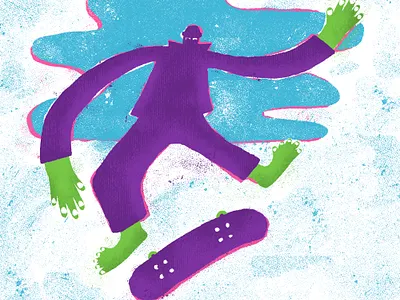 Mysterious Skateboarder editorial art editorial illustration folk art hand drawn illustration illustrator new york times print print design print making skate skateboard texture