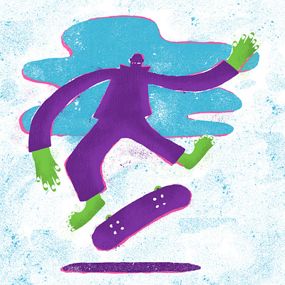 Mysterious Skateboarder editorial art editorial illustration folk art hand drawn illustration illustrator new york times print print design print making skate skateboard texture