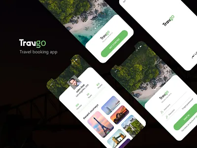 Travgo - Travel booking app screens app design flat hotel booking hotels login screen mobile apps mobile ui modern profile travel trip ui design user interface