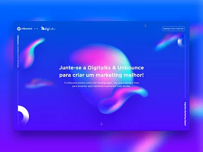 Landing Page: Unbounce + Digitalks (Interactive Blob) animation blob blur css css animation cursor fun gradient holographic interaction interactive interactive design landing page motion organic ui unbounce web web design website