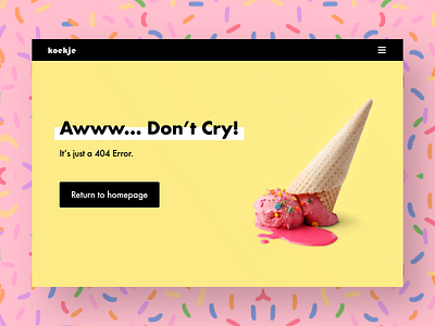 404 Error - Daily UI #008 404 404 error 404 page dailyui icecream sprinkles ui ux web