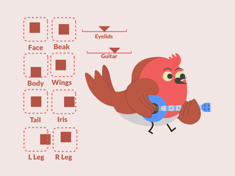 Rockin' Robin 2d 2danimation after effects animation bird character design gif loop mograph motion design rigging robin