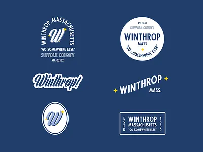 Winthrop MA Flash badge badge design branding clean design flat icon identity illustration lettering logo massachusetts minimal type typography vector